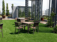 A rooftop garden from a restaurant