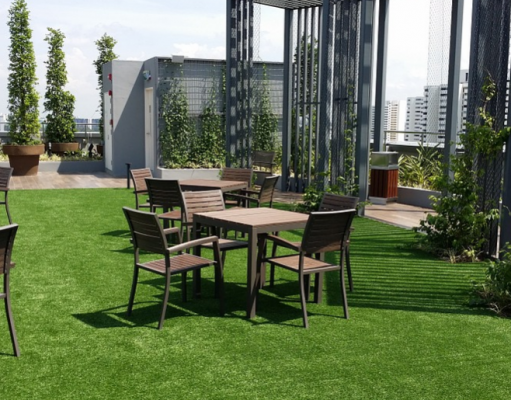 A rooftop garden from a restaurant