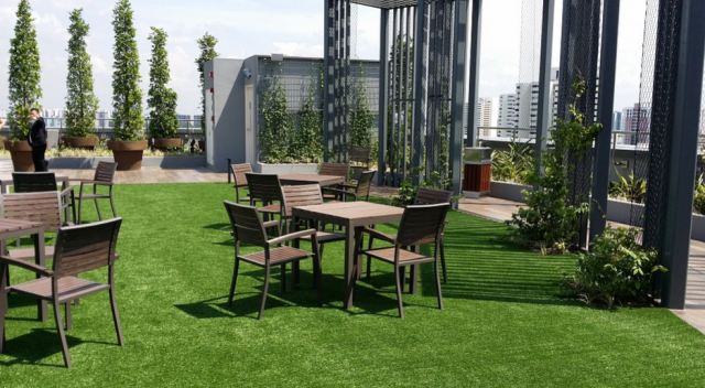 A rooftop garden from a restaurant